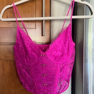 Urban Outfitters pink lace corset medium